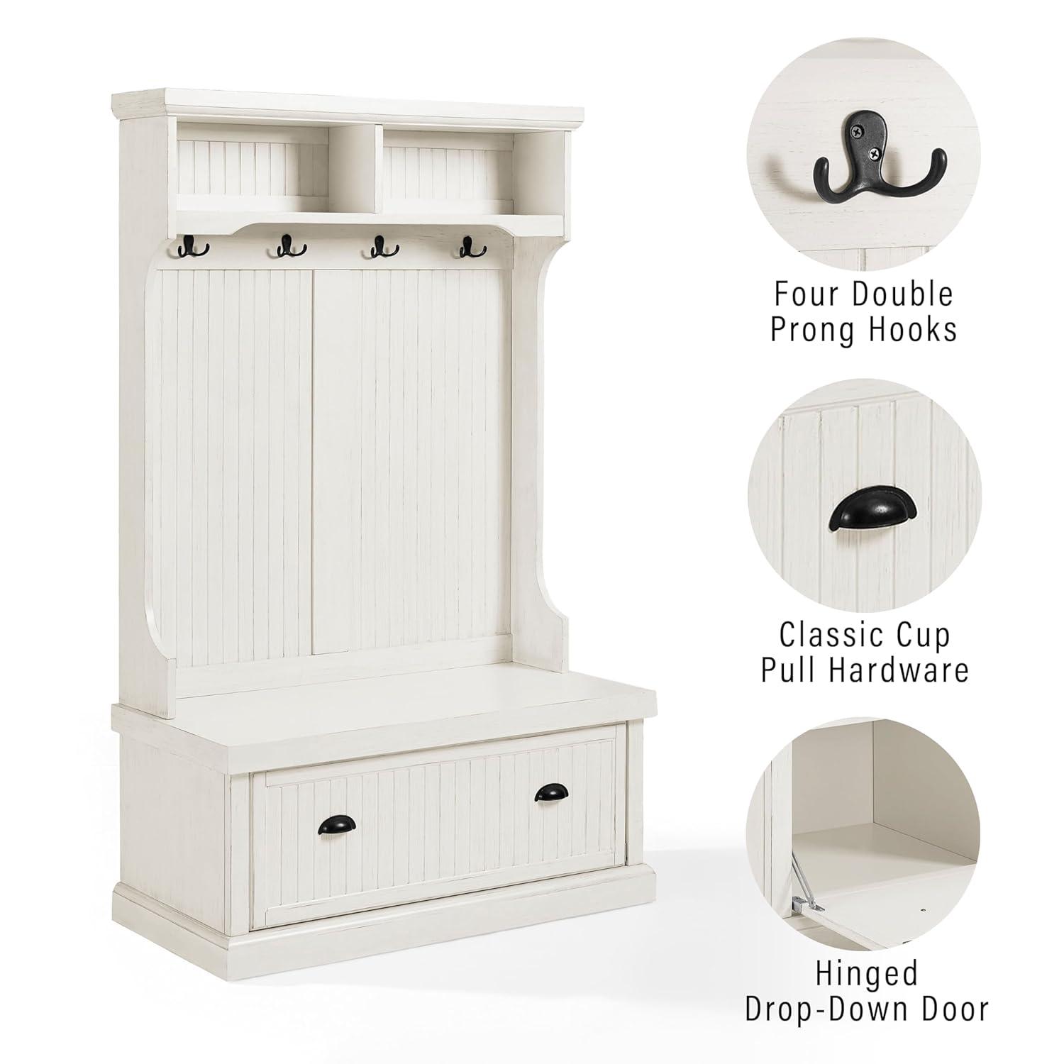 Seaside Hall Tree 40'' Wide with Bench and Shoe Storage