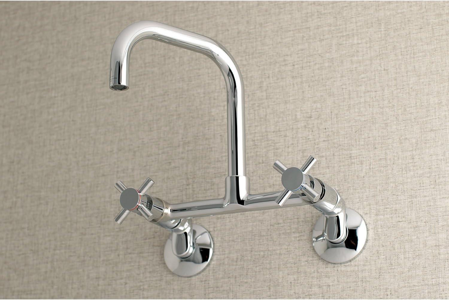 Kingston Brass Concord Double-Handle 2-Hole Wall-Mount Bridge Kitchen Faucet