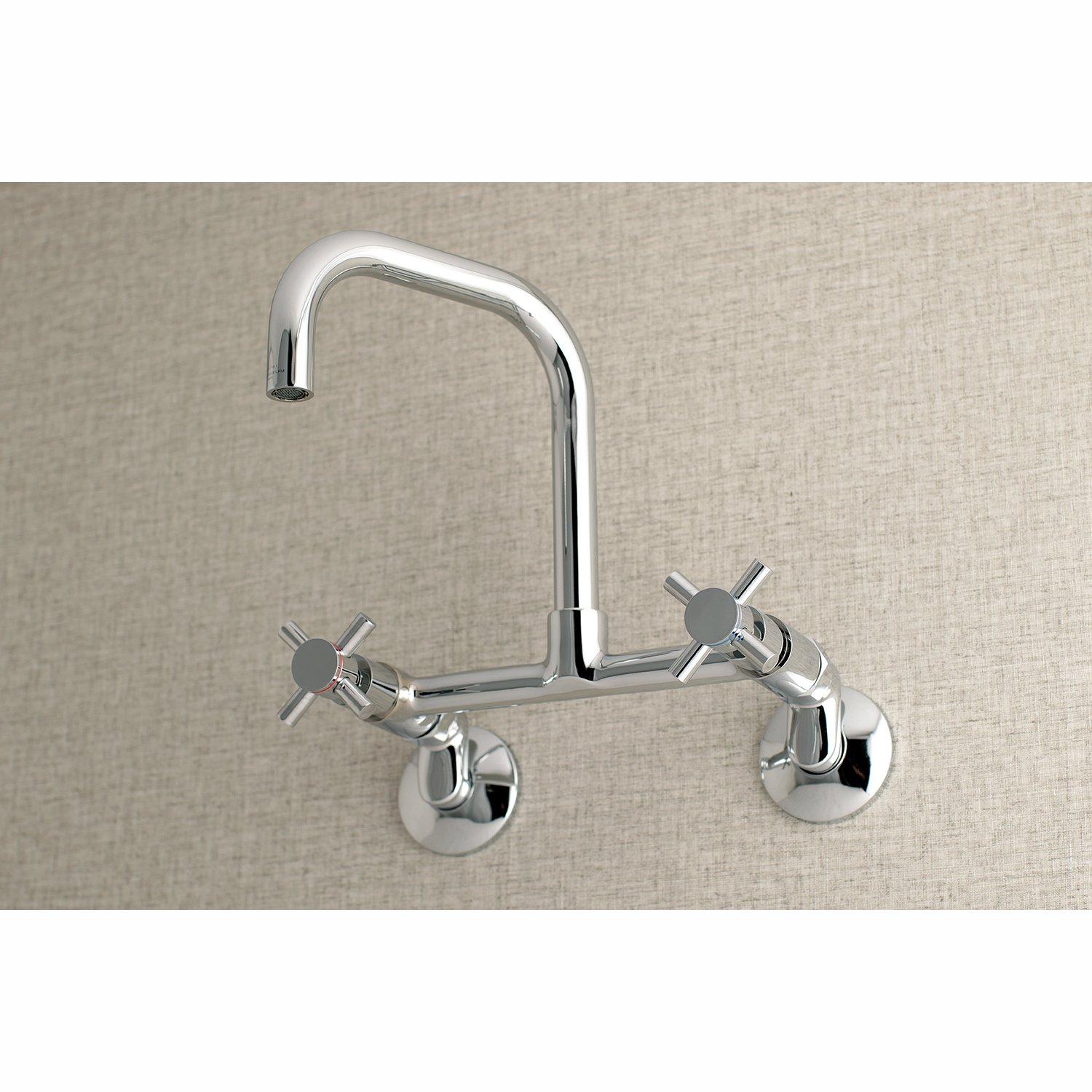 Kingston Brass Kingston Brass Concord Double-Handle 2-Hole Wall-Mount Bridge Kitchen Faucet KS413MB