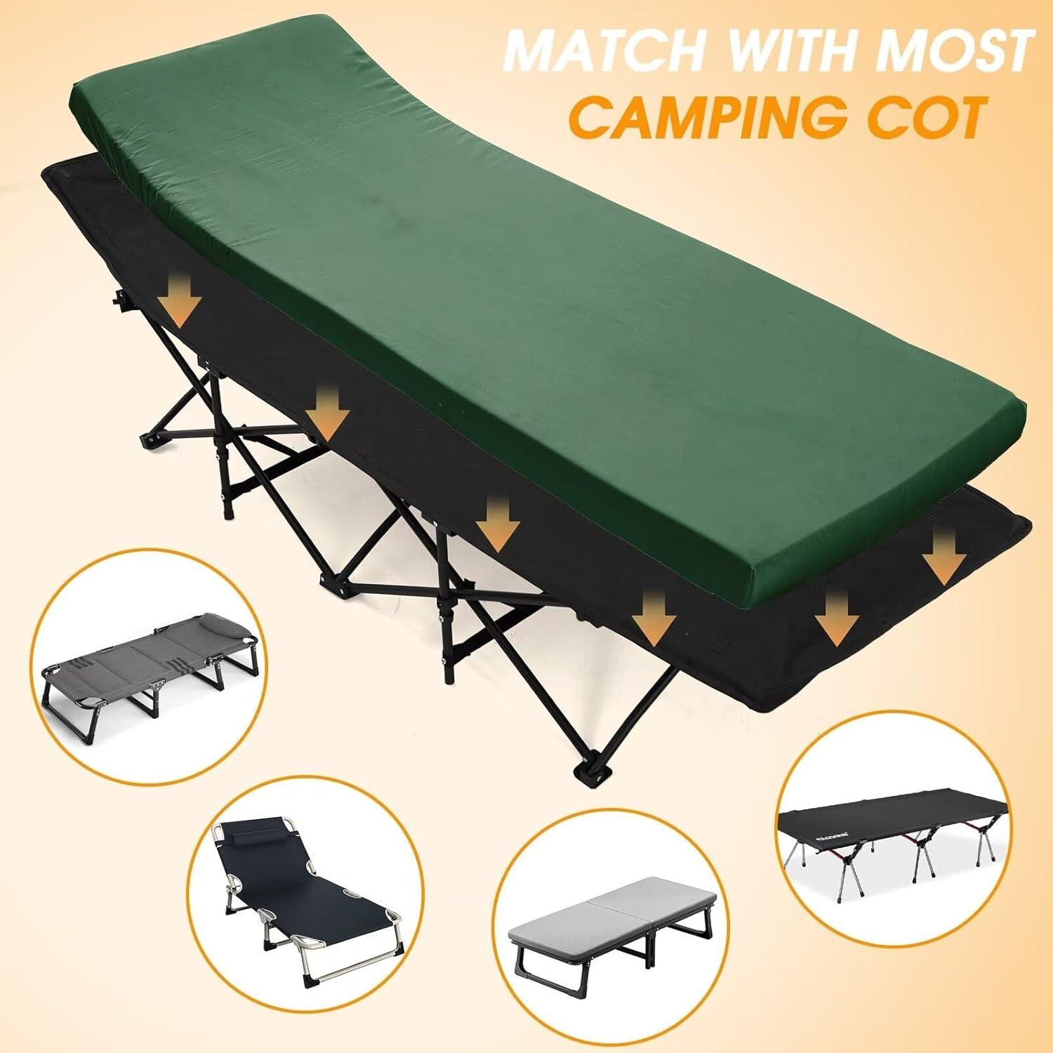 LIFETIME FLOORING LLC Camping Cot Mattress Memory Foam Sleeping Pad For Camping Cot