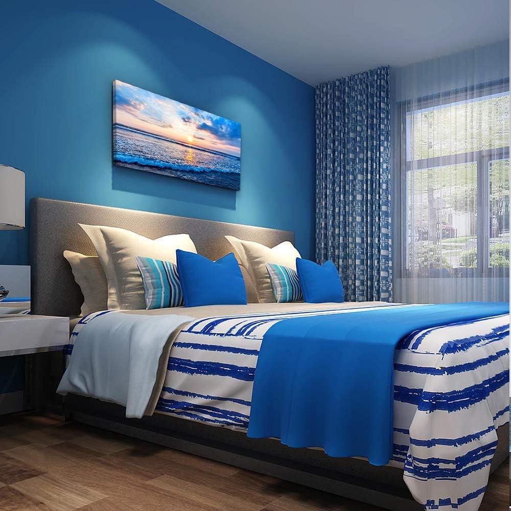 Creowell Wall Art Moon Sea blue Ocean Landscape Paintings Bedroom Canvas Art Print wall art for living room Paintings for Wall Decor and Home Decor -20x16 Inch