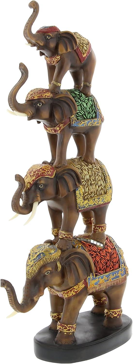 World Menagerie Pisarnik Polystone Elephant Decorative Brown Sculpture