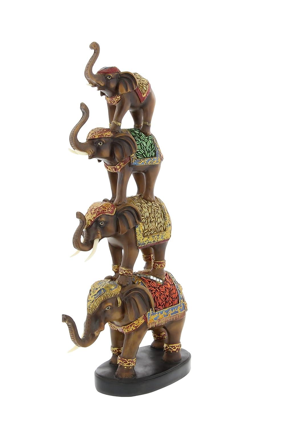 World Menagerie Pisarnik Polystone Elephant Decorative Brown Sculpture