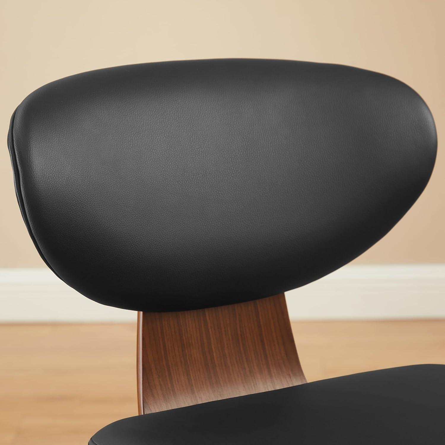 Art Leon Dining Chairs - Mid Century Modern Dining Room Chairs, Faux Leather Upholstered Armless Side Chair with Wood Legs for Kitchen, Set of 2, Walnut Bentwood/Black