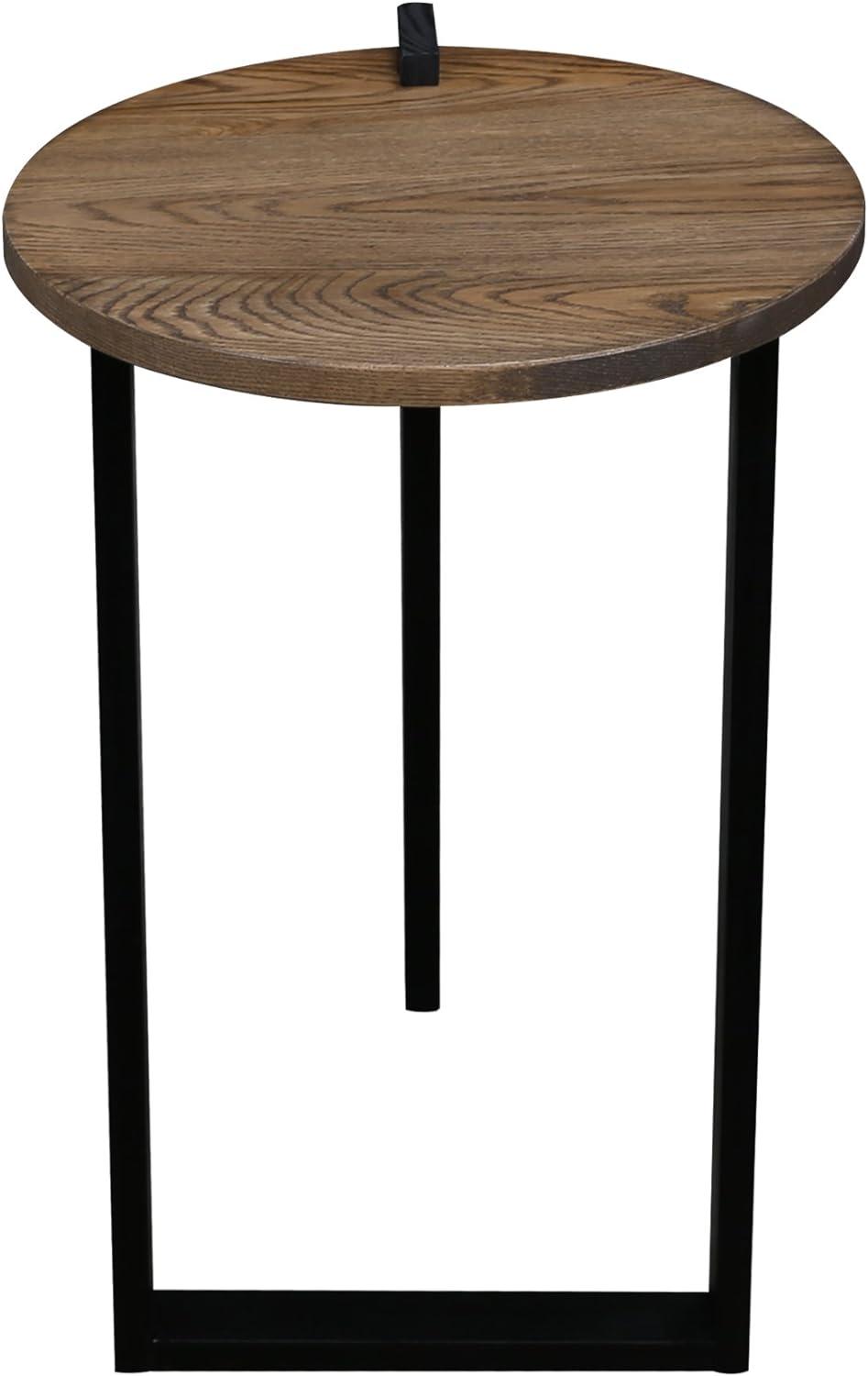 Sundial Two-Tone Forest Gray and Black Round End Table