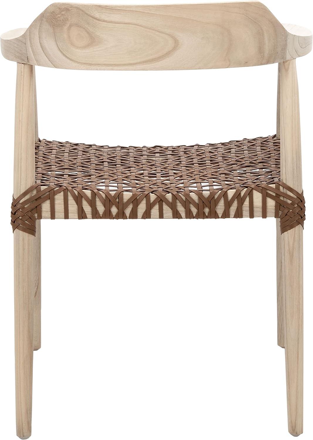 Munro Leather Woven Accent Chair  - Safavieh