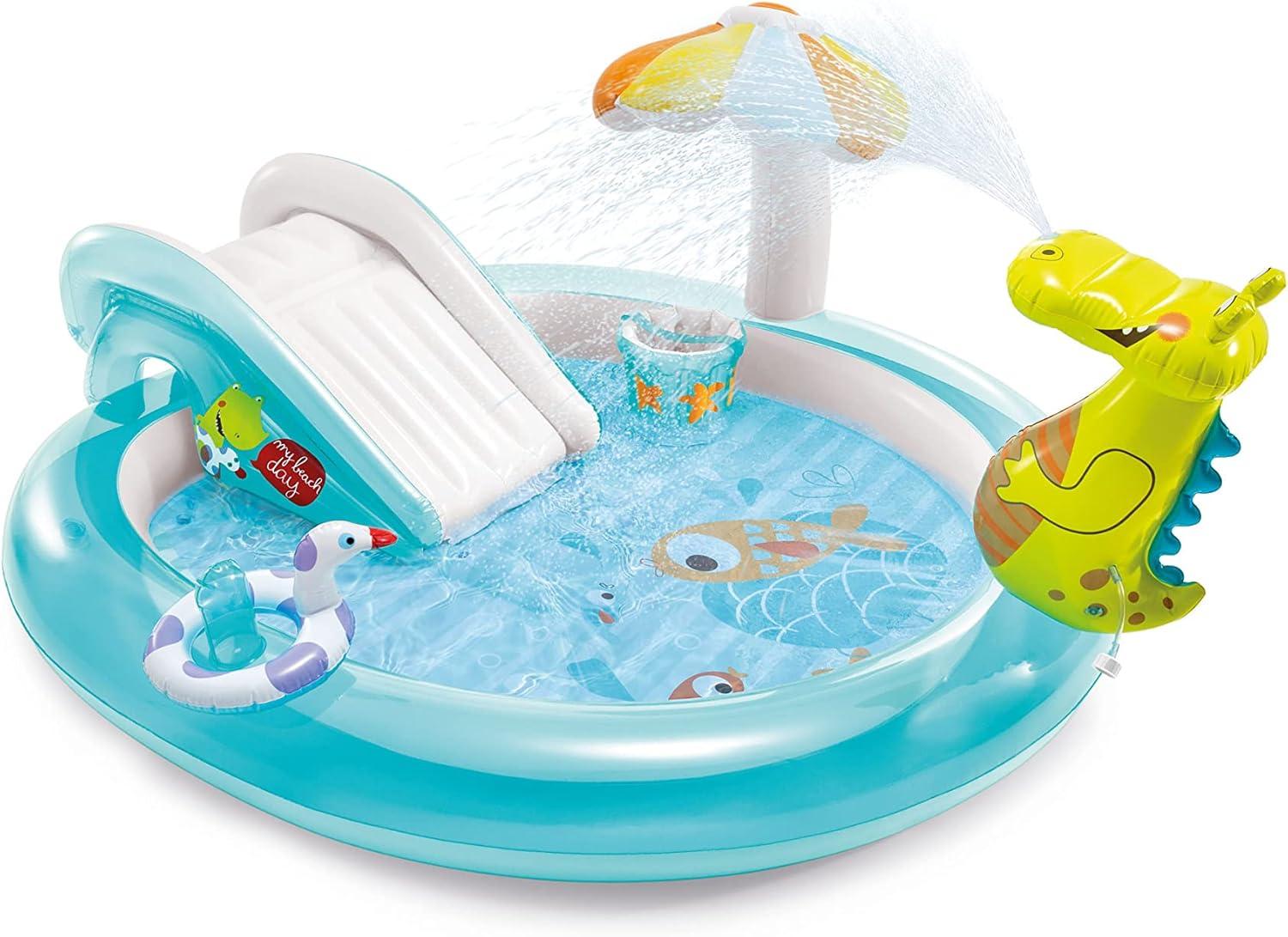 Intex Gator Inflatable Kiddie Pool with Slide and Sprinkler