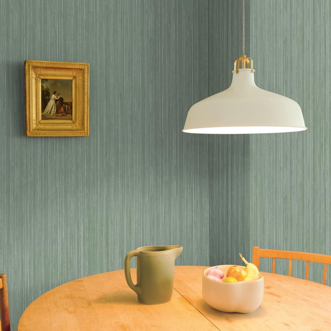 Tempaper & Co. 28 sq ft Faux Grasscloth Removable Peel and Stick Wallpaper Textured Sage : Vinyl, Self-Adhesive, Wood Grain Design