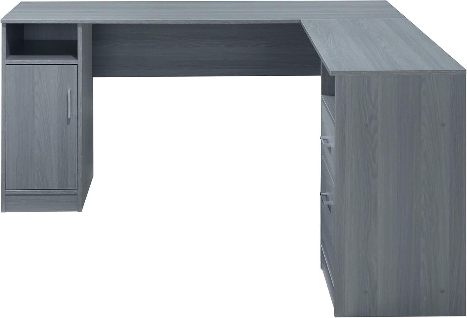 Functional L Shaped Desk with Storage Gray - Techni Mobili