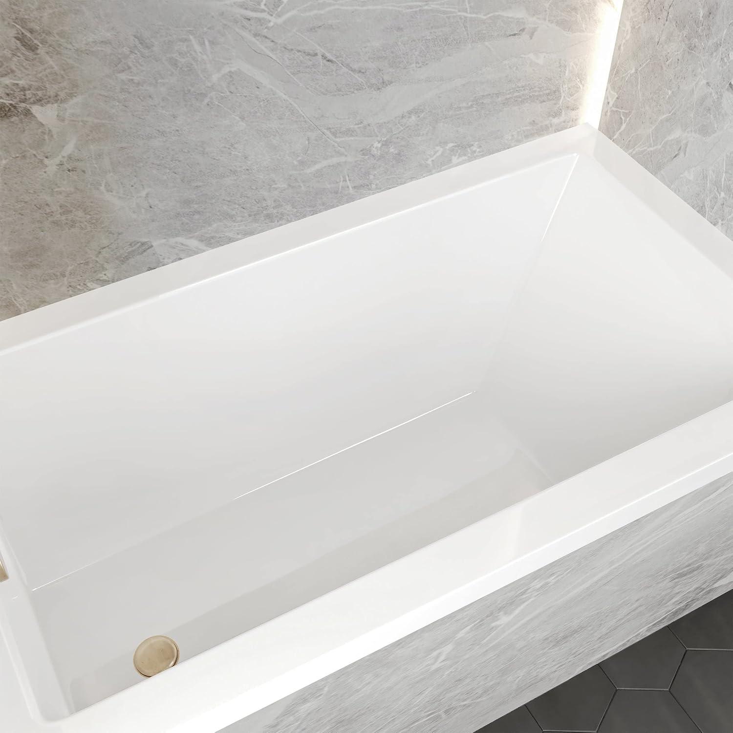 Voltaire 54" x 30" Acrylic Glossy White, Alcove Bathtub