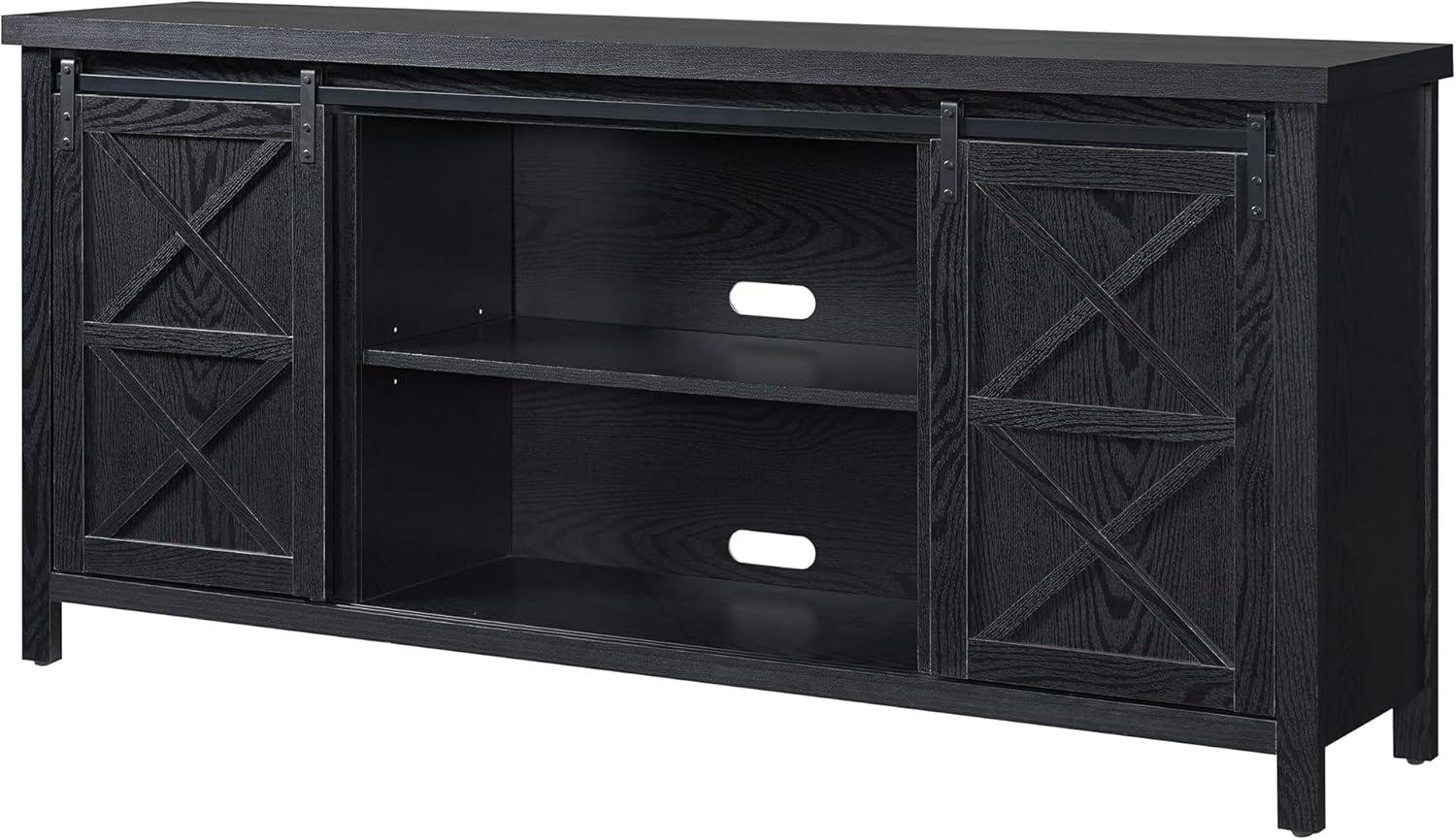 Evelyn&Zoe Elmwood Rectangular TV Stand for TV's up to 75", Black Grain