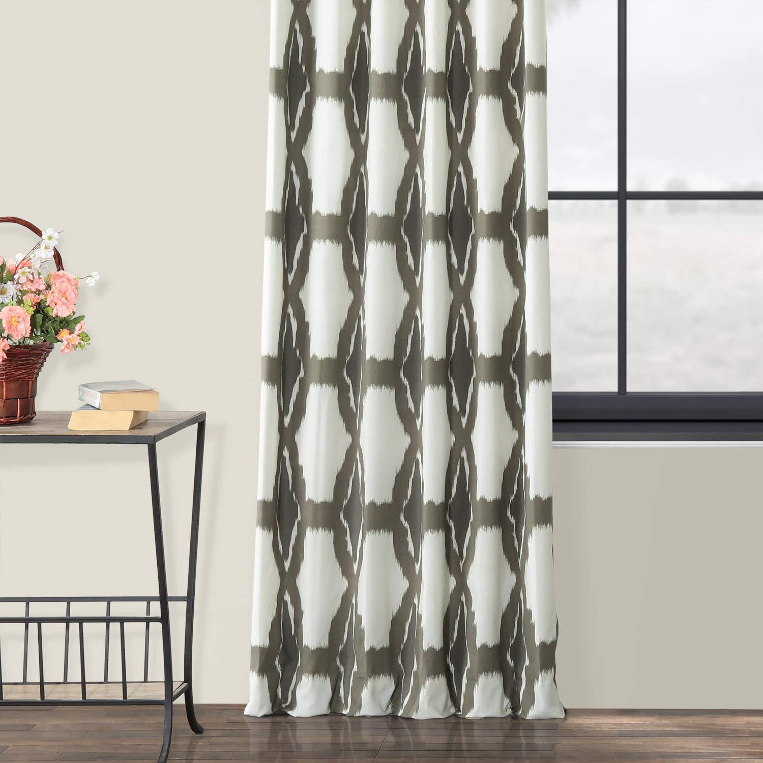 Mecca Blue Printed Cotton Curtain (1 Panel), Mecca Blue, 50W X 120L