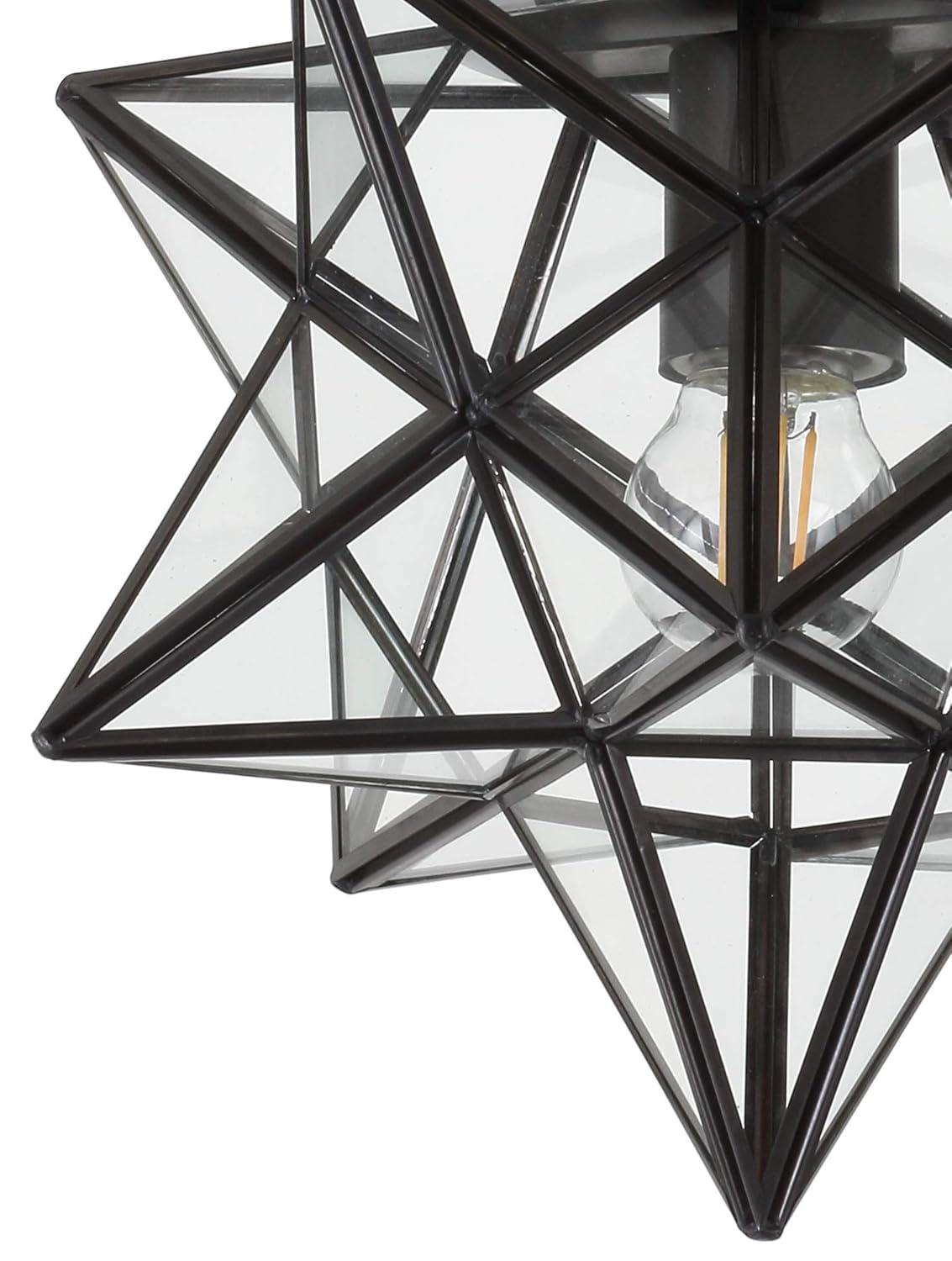 Stella 12" Moravian Star Metal/Clear Glass LED Flush Mount, Oil Rubbed Bronze