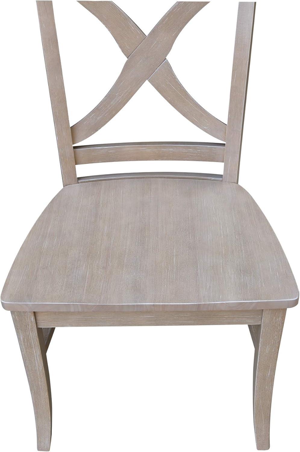 Solid Wood Cross Back Side Chair in Taupe