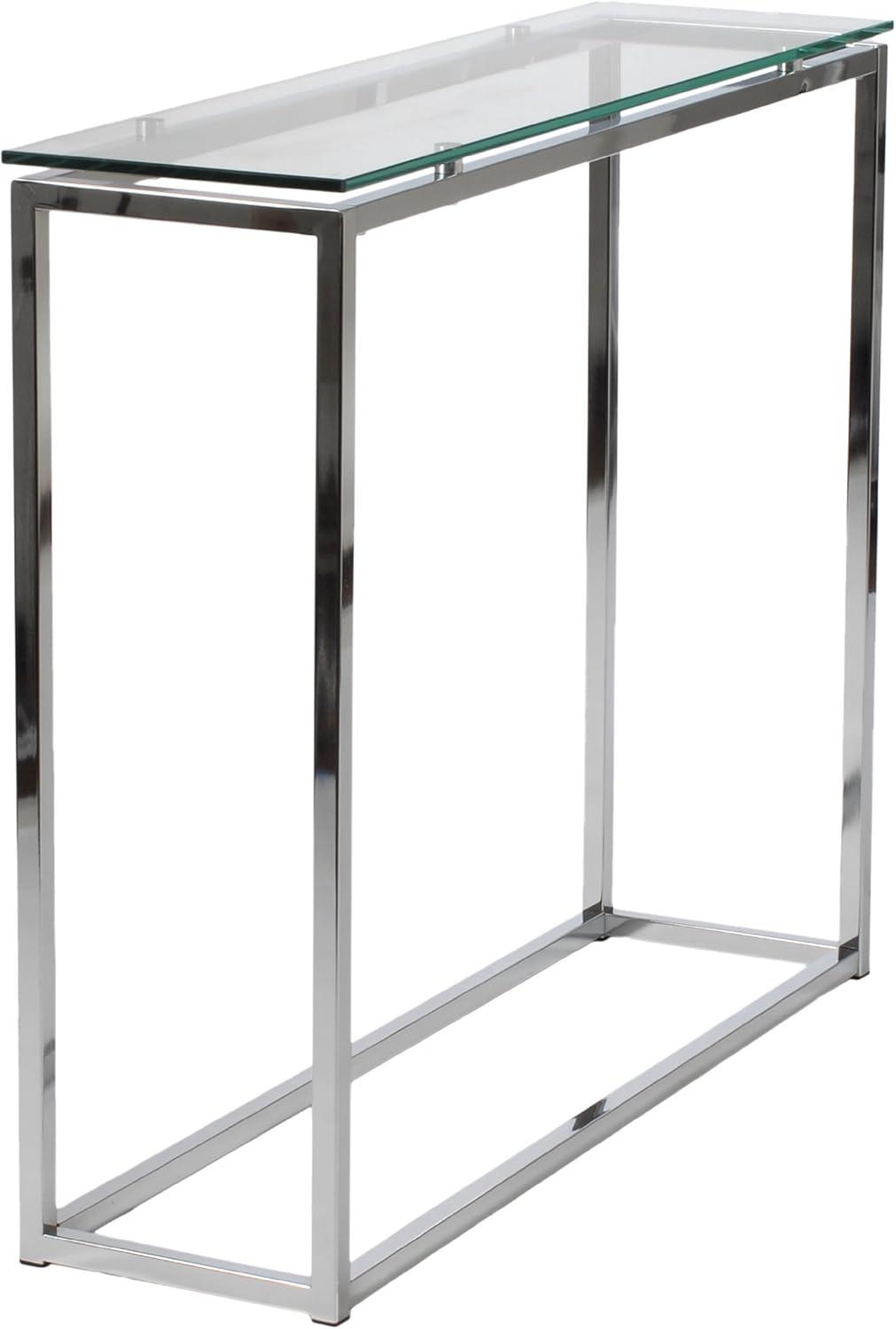 Sandor Clear Glass Top Console Table with Chrome Base