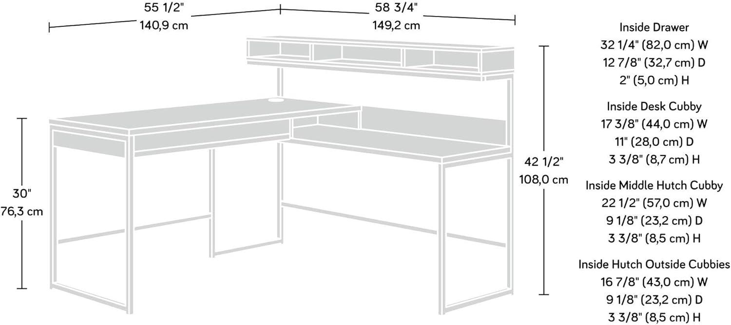 Sauder Manhattan Gate L-Shaped Desk, Mystic Oak Finish