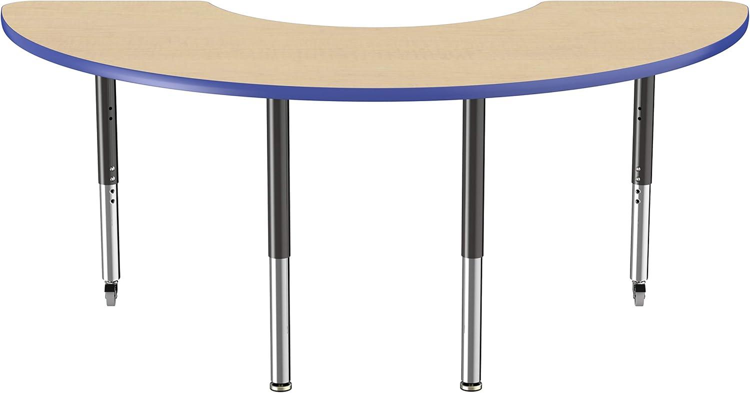 36" x 72" Half Moon T-Mold Activity Table with Adjustable Legs
