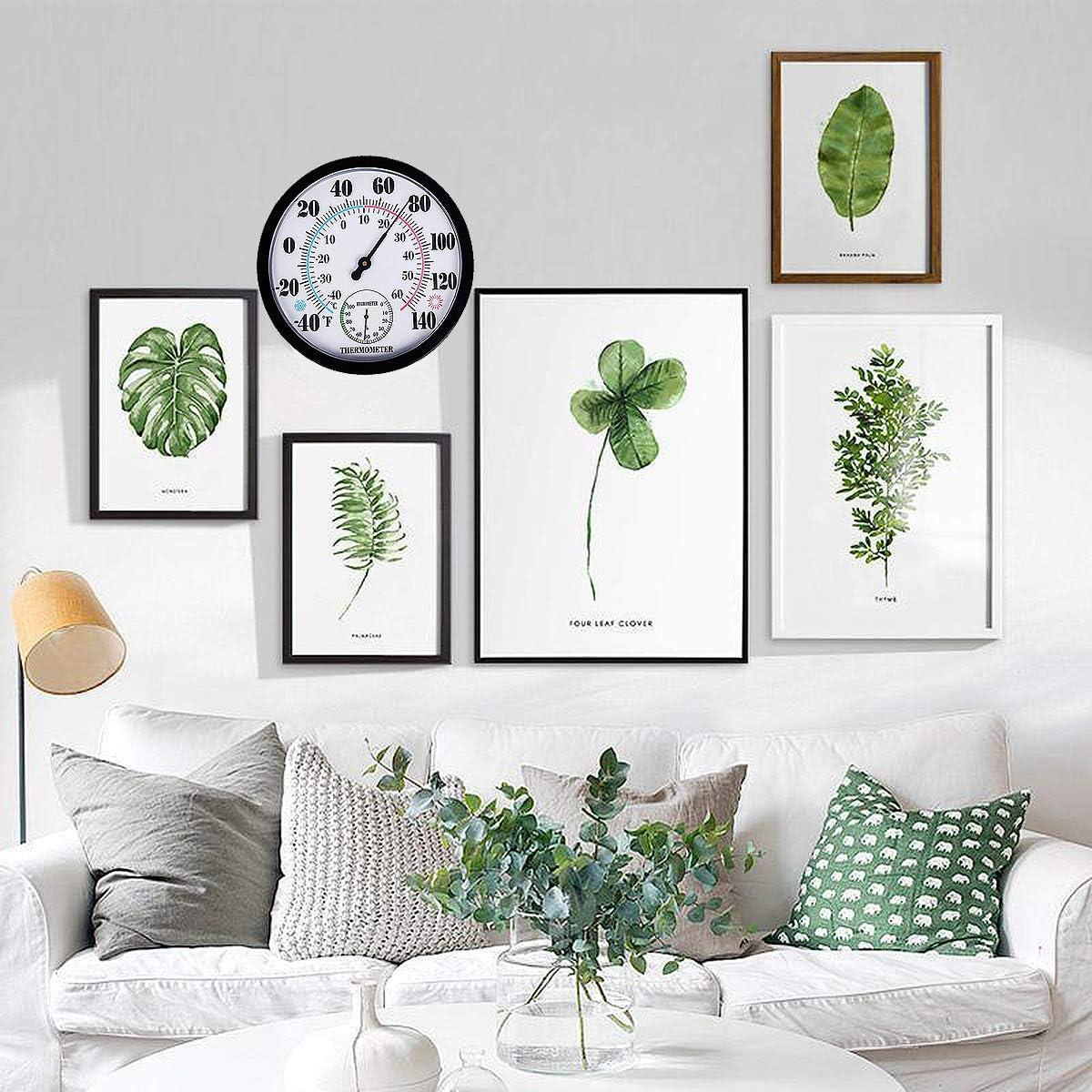 Uanit Indoor Outdoor Thermometer Large Numbers Wall Thermometer Hygrometer Waterproof Does not Require Battery Wireless Hanging Hygrometer Garden Decoration