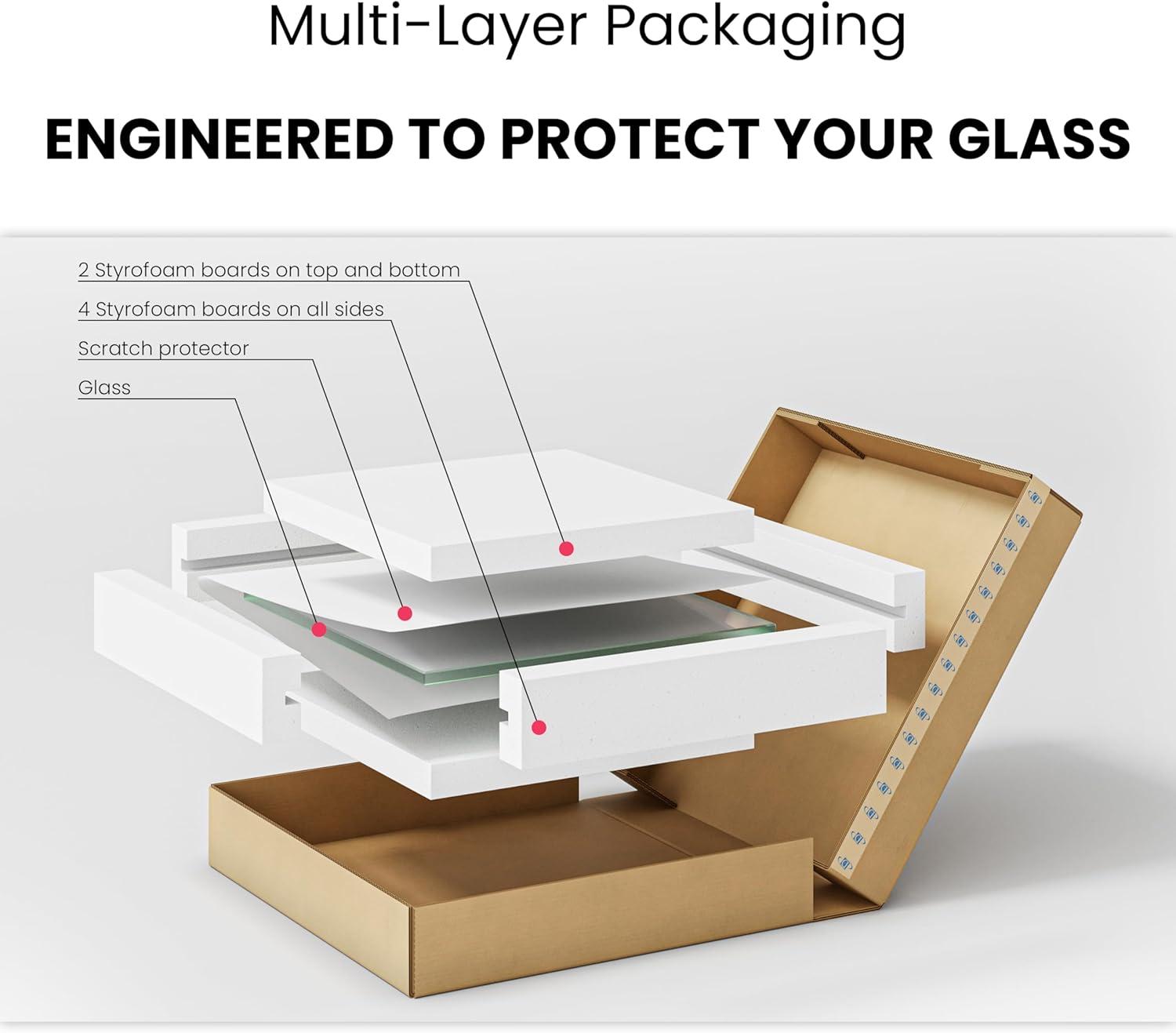 30 inch Square Glass Table Top - Tempered - 1/4" Thick Glass Surface, Safe Flat Polished, Eased Corners, Multipurpose for Dining Table, Patio, Coffee and End Table