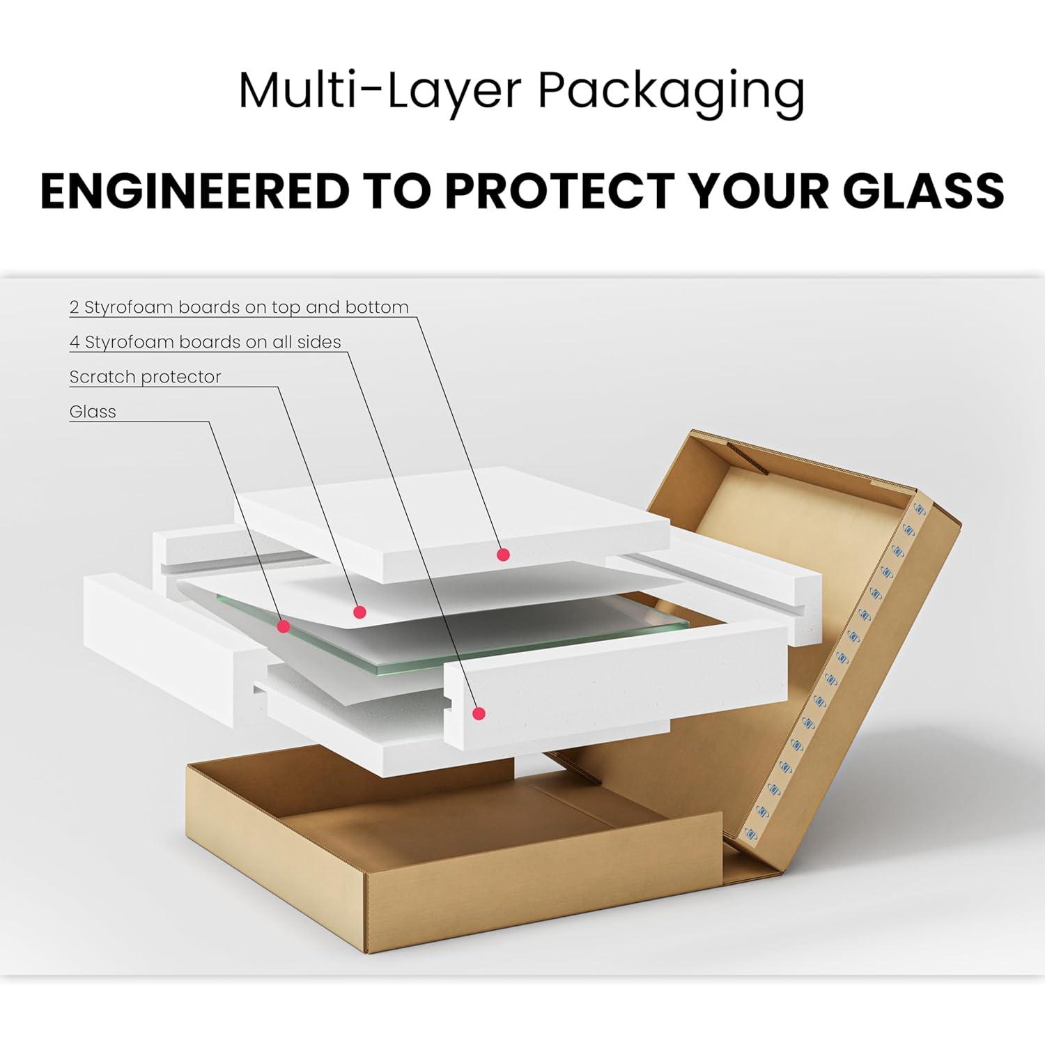 30 inch Square Glass Table Top - Tempered - 1/4" Thick Glass Surface, Safe Flat Polished, Eased Corners, Multipurpose for Dining Table, Patio, Coffee and End Table