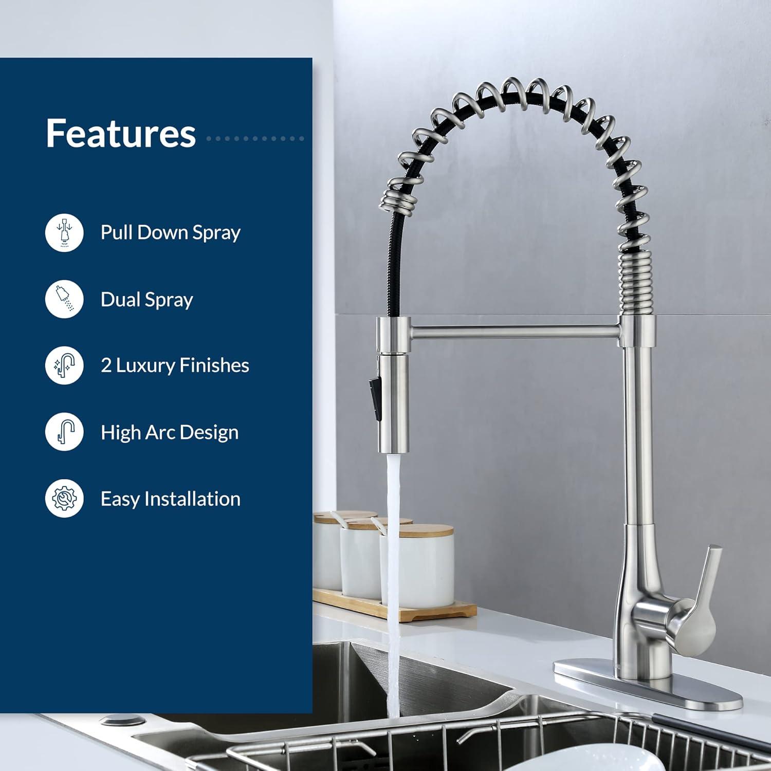 Spring Neck Pull Down Single Handle Kitchen Faucet