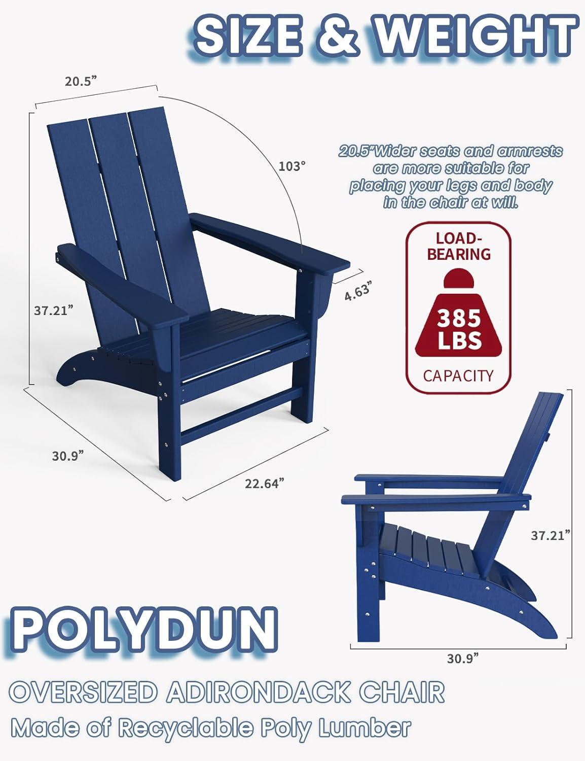 Modern Adirondack High-Density Polyethylene (HDPE) Outdoor Adirondack Chair