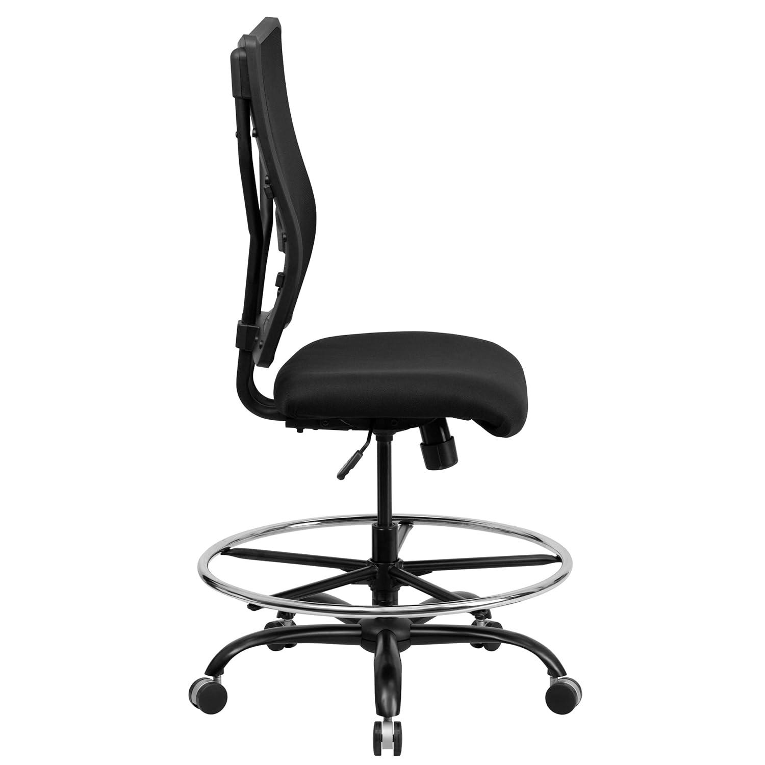 BizChair Big & Tall 400 lb. Rated Black Mesh Ergonomic Drafting Chair