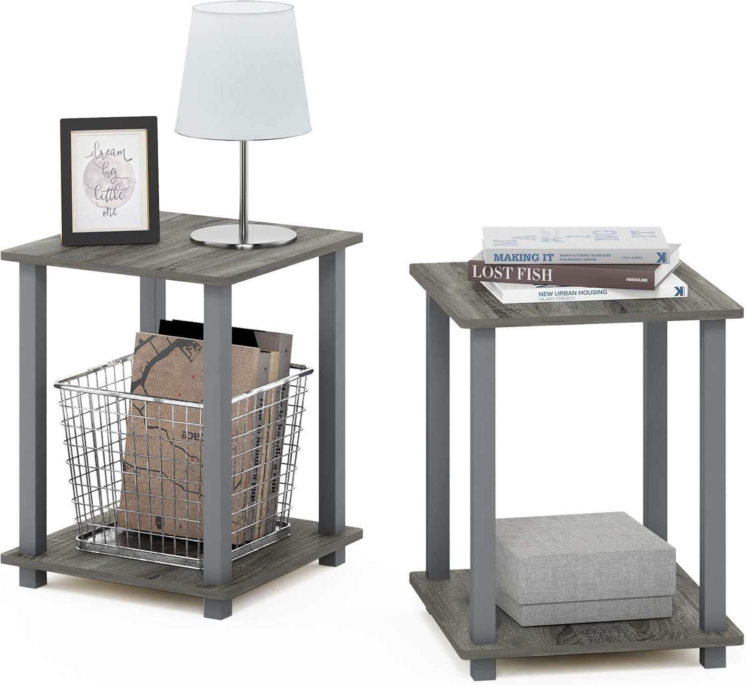 Simplistic End Table, French Oak Grey - 19.6 x 15.6 x 15.6 in. - Set of 2