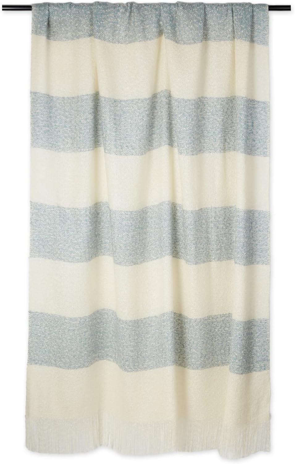 DII 60x50" Modern Acrylic Rugby Stripe Throw in Blue and Beige