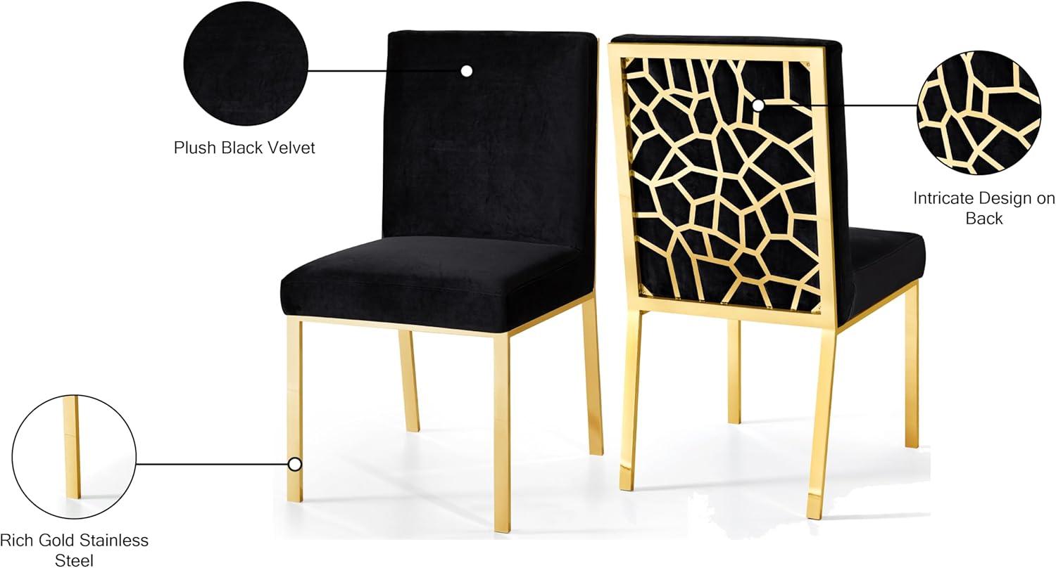 Opal Black Velvet Dining Chair with Gold Metal Frame