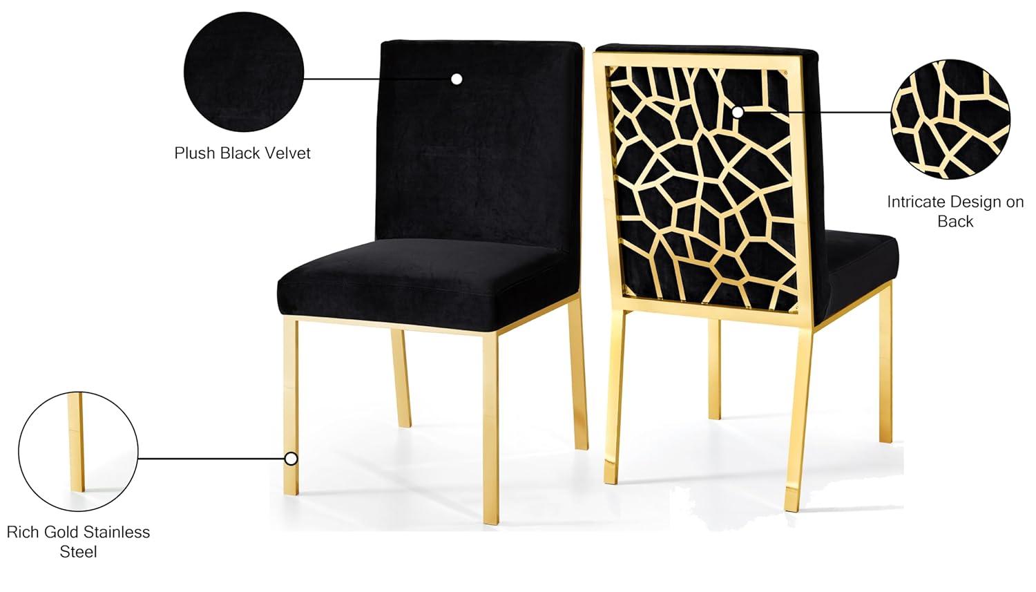 Opal Black Velvet Dining Chair with Gold Metal Frame