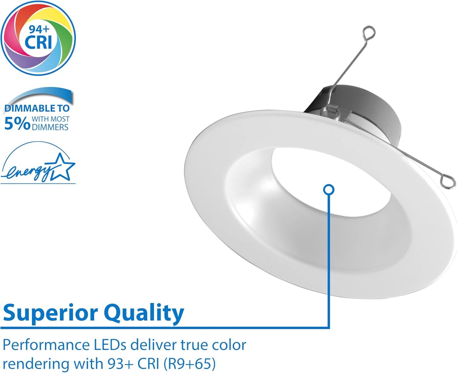 NICOR Lighting 6'' Selectable Color Temperature Dimmable Air-Tight IC Rated LED Retrofit Recessed Lighting Kit DLR56612120SWH