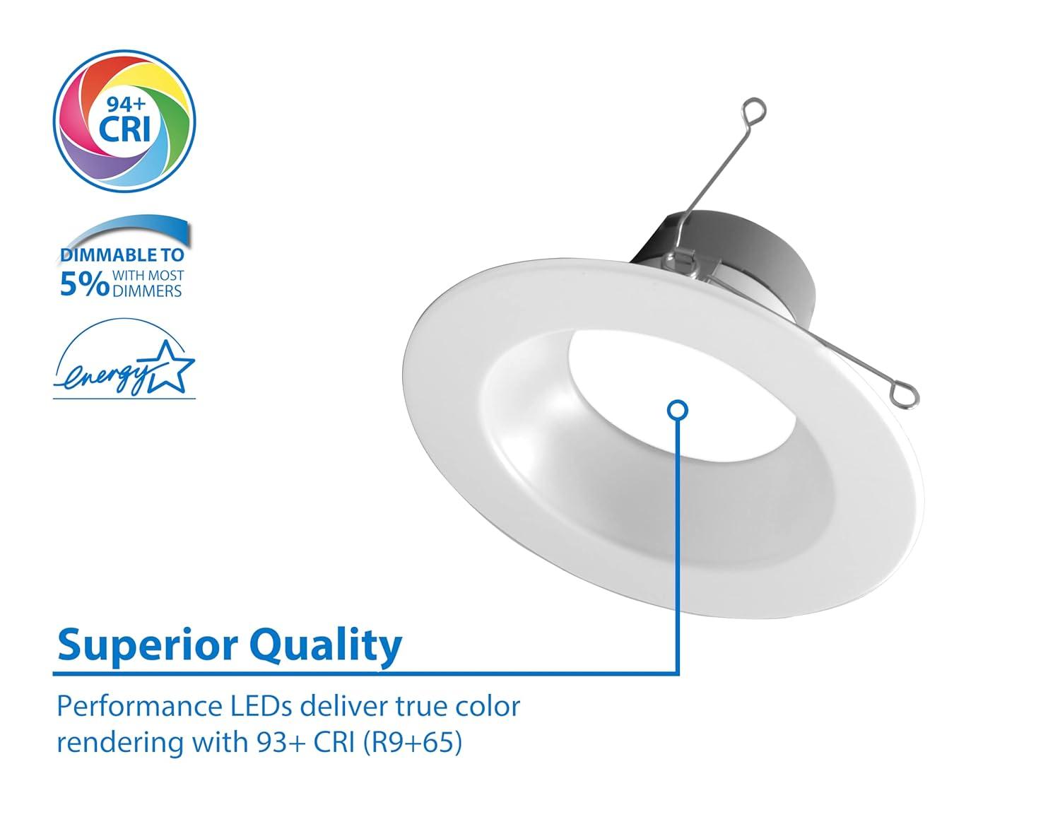 NICOR Lighting 6'' Selectable Color Temperature Dimmable Air-Tight IC Rated LED Retrofit Recessed Lighting Kit DLR56612120SWH