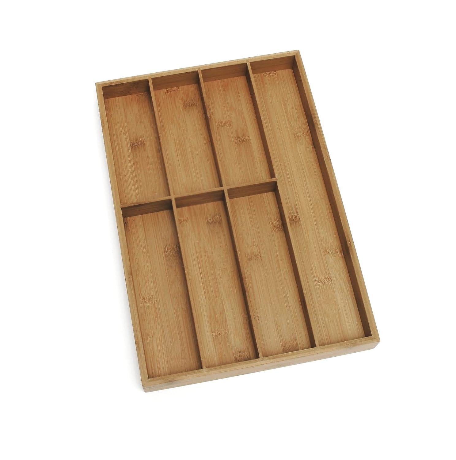 Lipper International Bamboo Wood Flatware Organizer with 7 Compartments