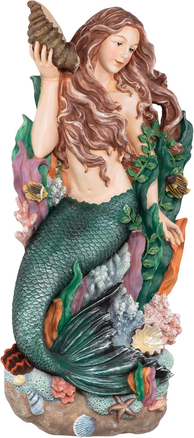 Pearlized Resin Mermaid Wall Sculpture, 32.4" Tall