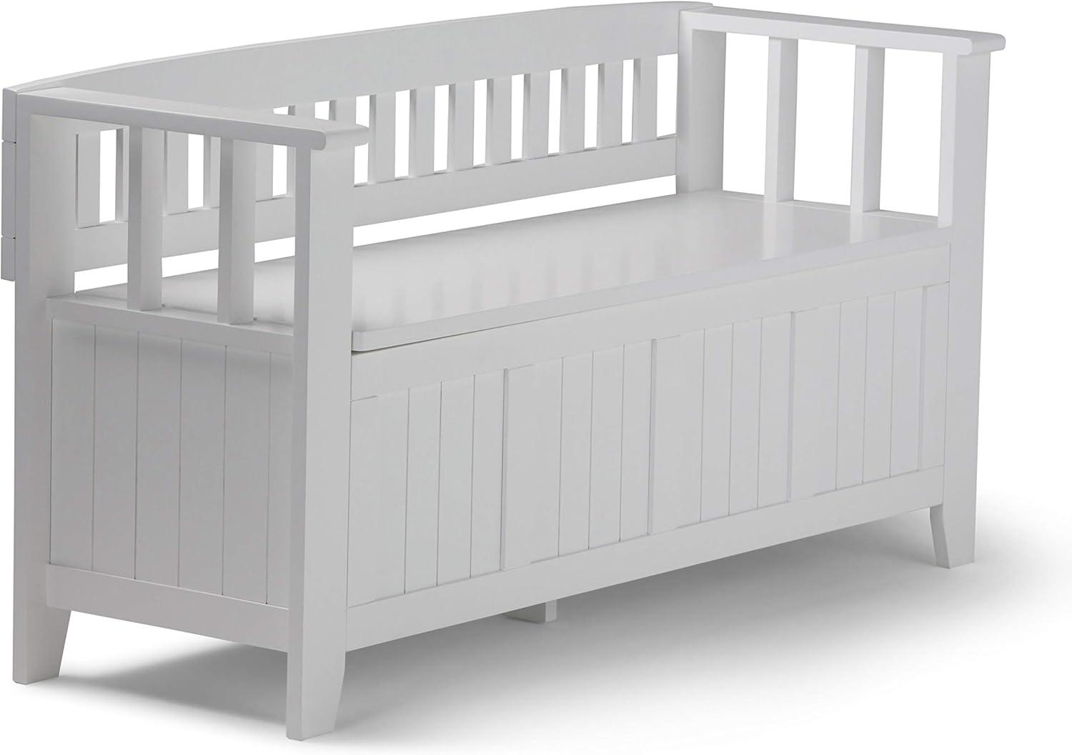 Simpli Home Acadian 48"W Solid Wood Entryway Storage Bench with Lift-Top Lid and Dual Compartments