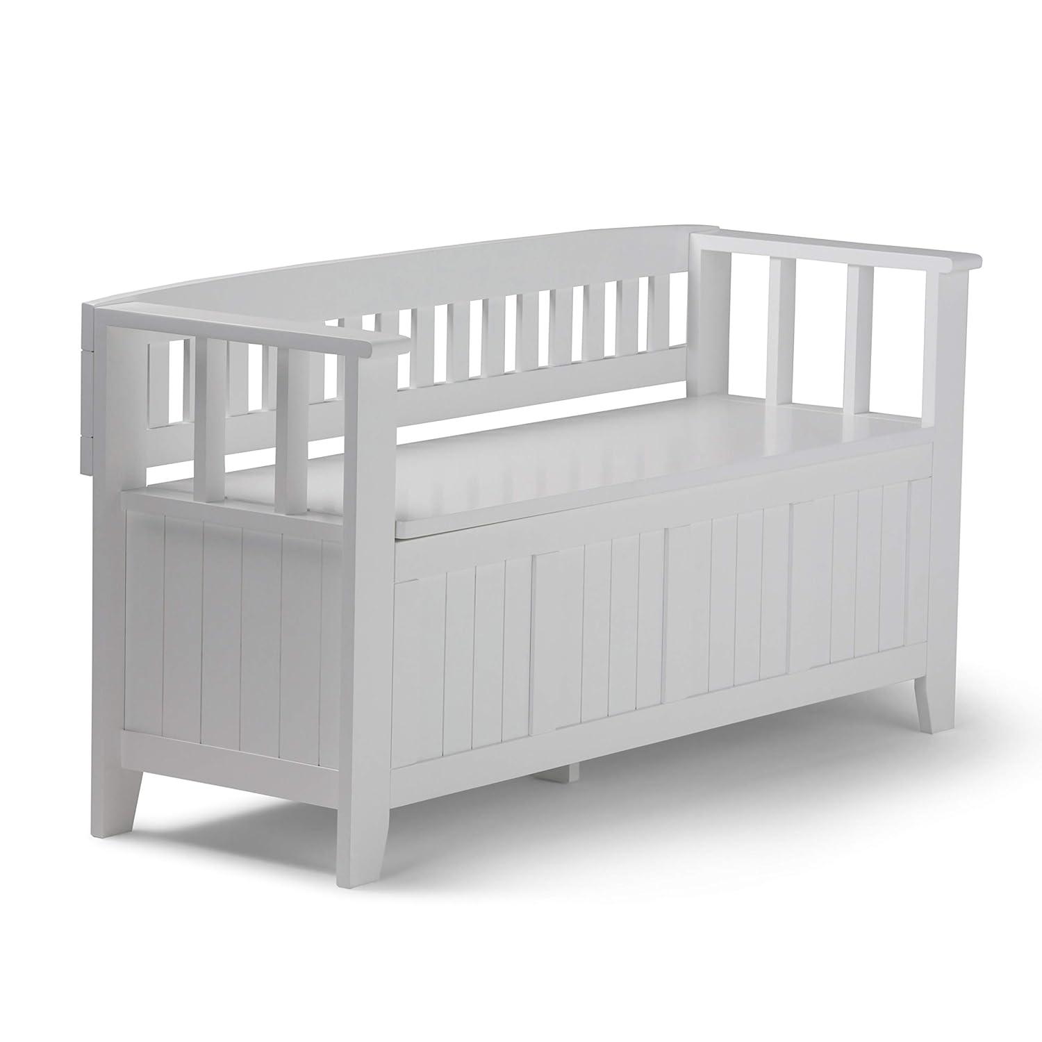 Simpli Home Acadian Solid Wood Entryway Storage Bench with Lift-Top Lid and Dual Compartments