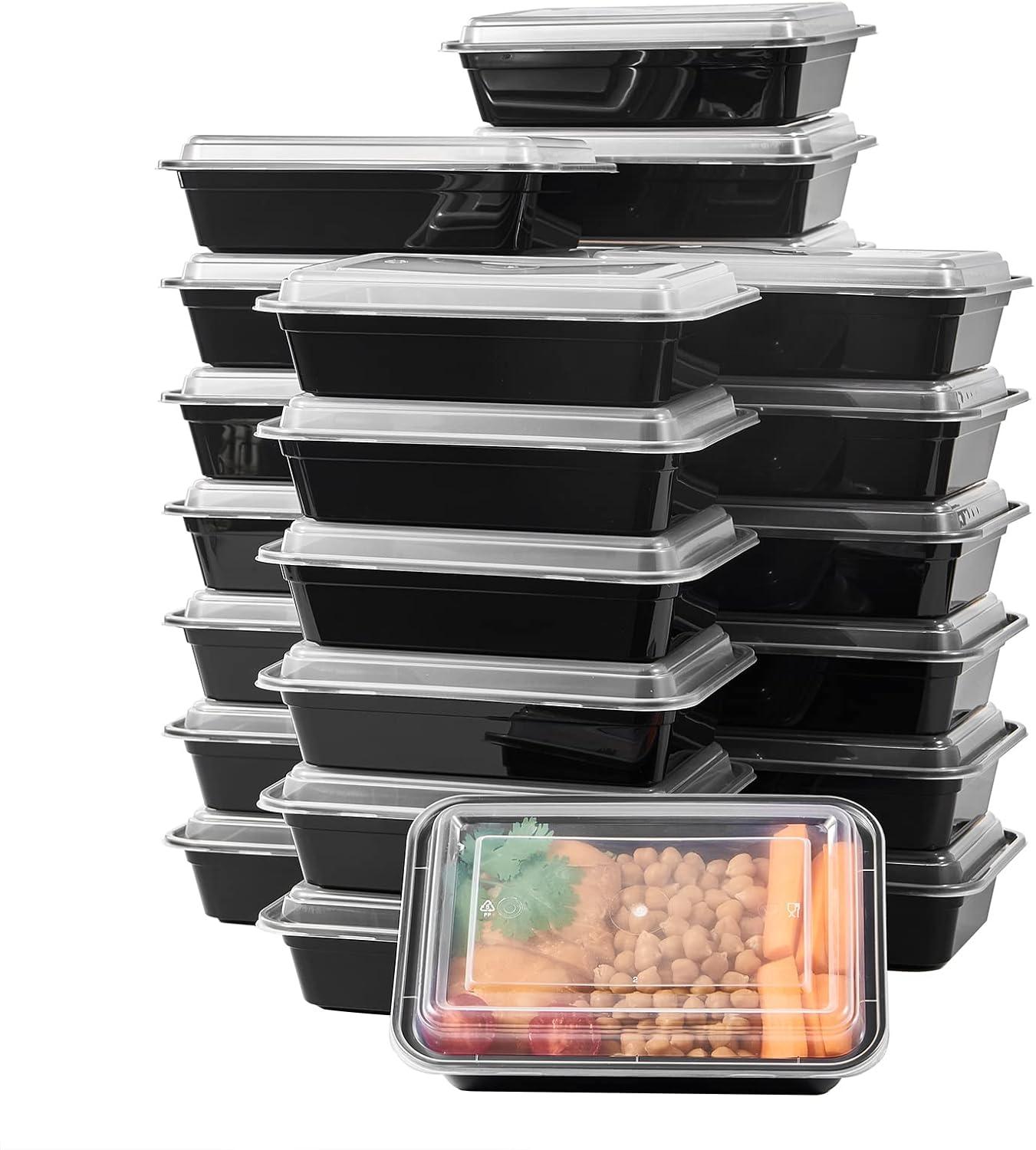 50 Pack Meal Prep Containers Reusable: 24 oz Food Prep Containers with Lids Leakproof, Food Storage Containers Stackable To Go Food Containers, Take Out Containers Microwave Freezer Dishwasher Safe