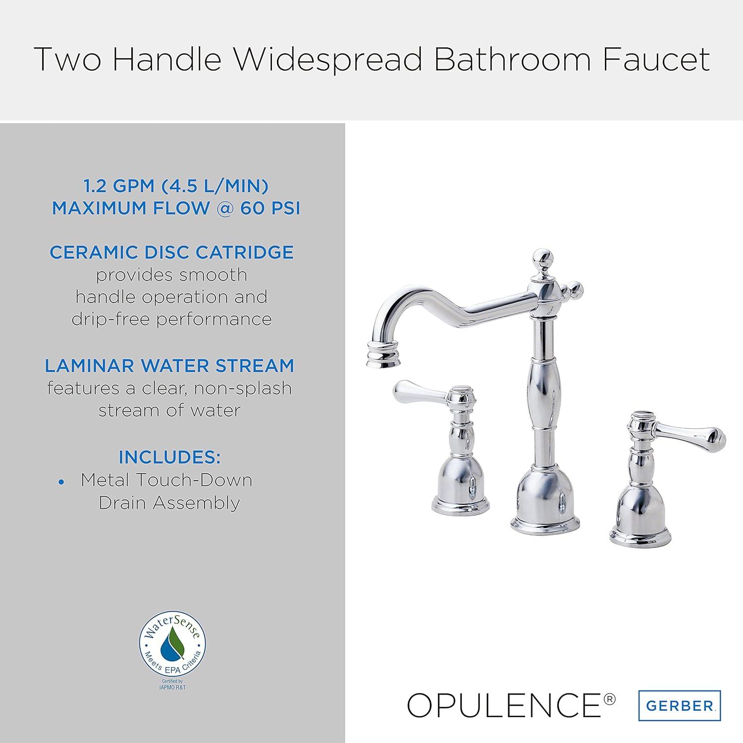 Opulence Widespread Bathroom Faucet with Drain Assembly