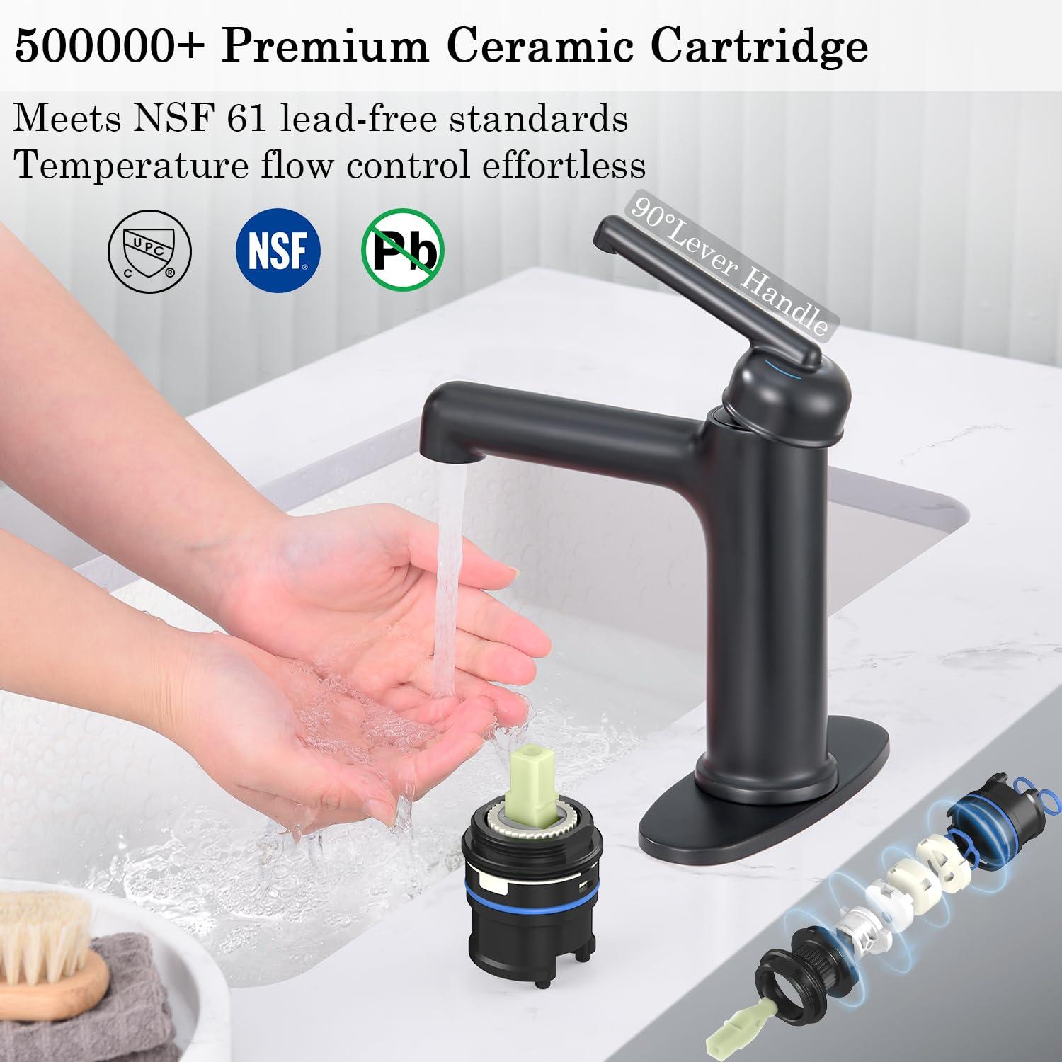 PRIMICOL YYY5G1D Bathroom faucet single hole with pop-up drain for 1-hole or 3-hole installation