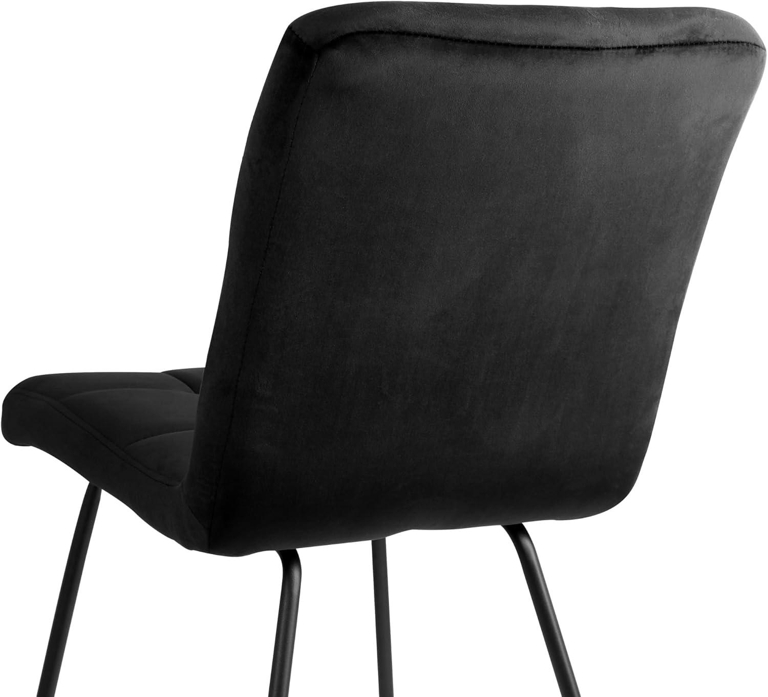 Elama 2 Piece Velvet Tufted Chairs in Black with Black Metal Legs