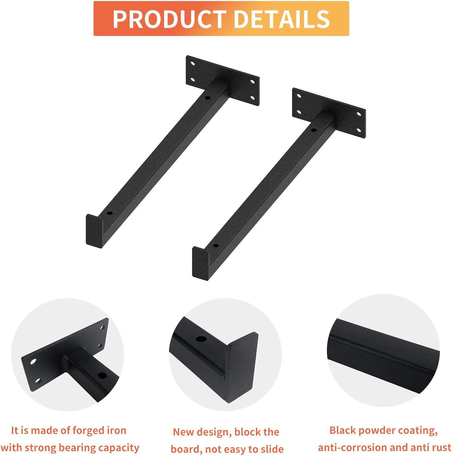 4 Pcs Heavy Duty Shelf Brackets 12 Inch Industrial Metal Floating Bracket Shelving Supports Wall Mounted with Lip (Not Included Planks)