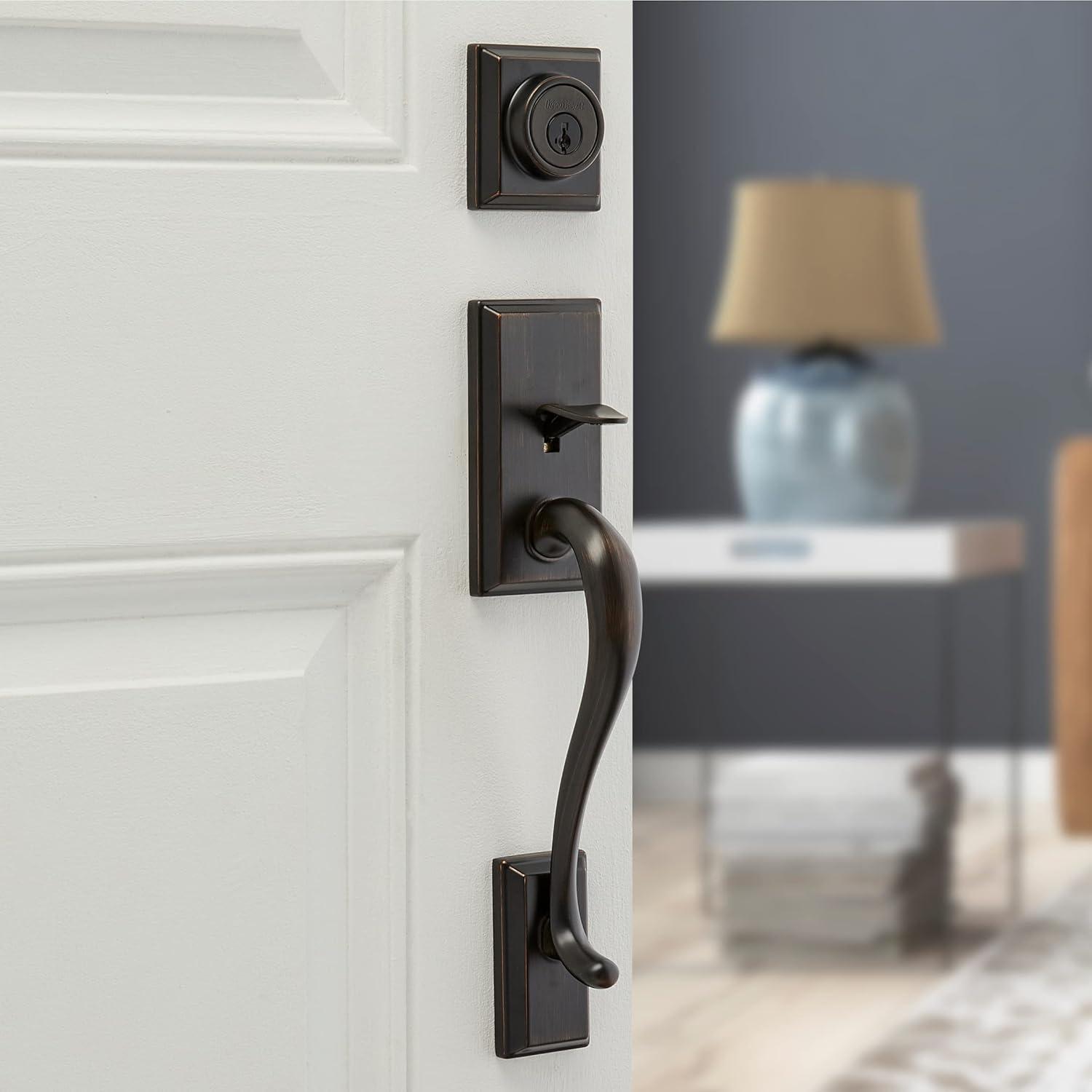 Hawthorne Handleset with Single Cylinder Deadbolt and Juno Door Knob and Rosette