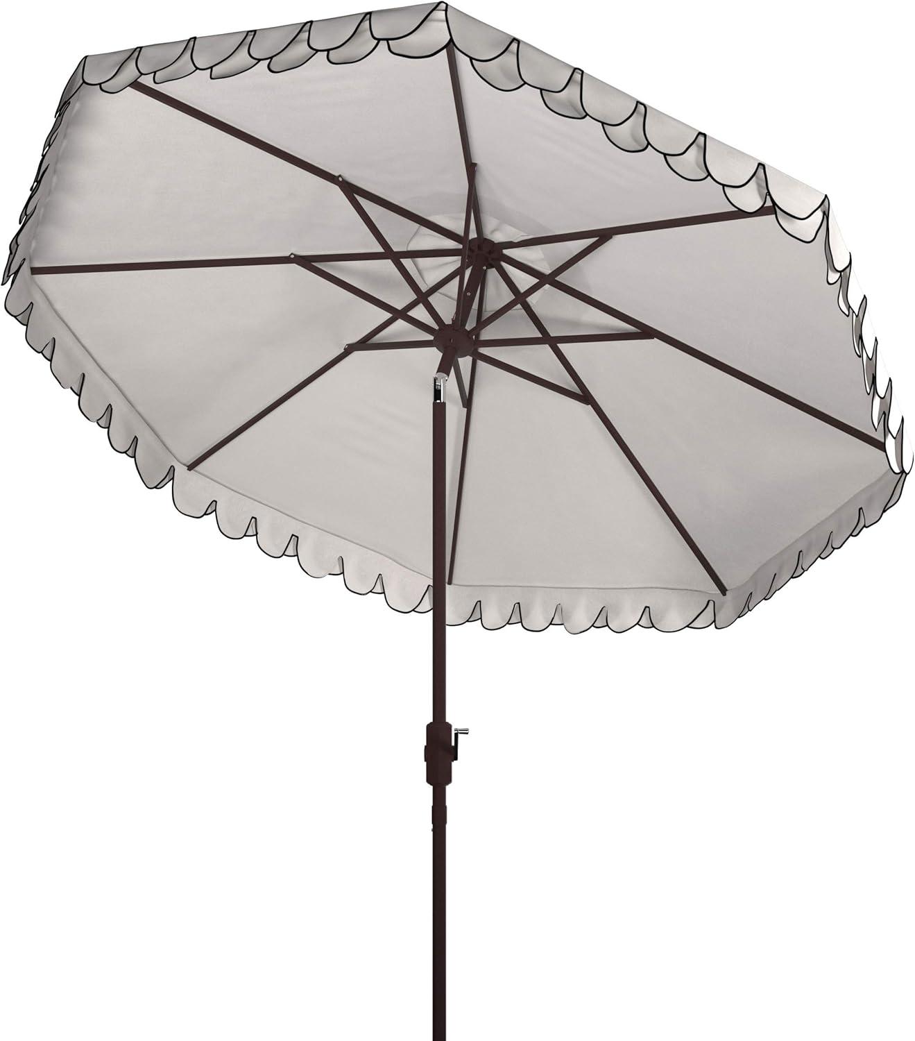 Venice 11Ft Round Crank Umbrella - PAT8110 - Ivory/Black - Safavieh