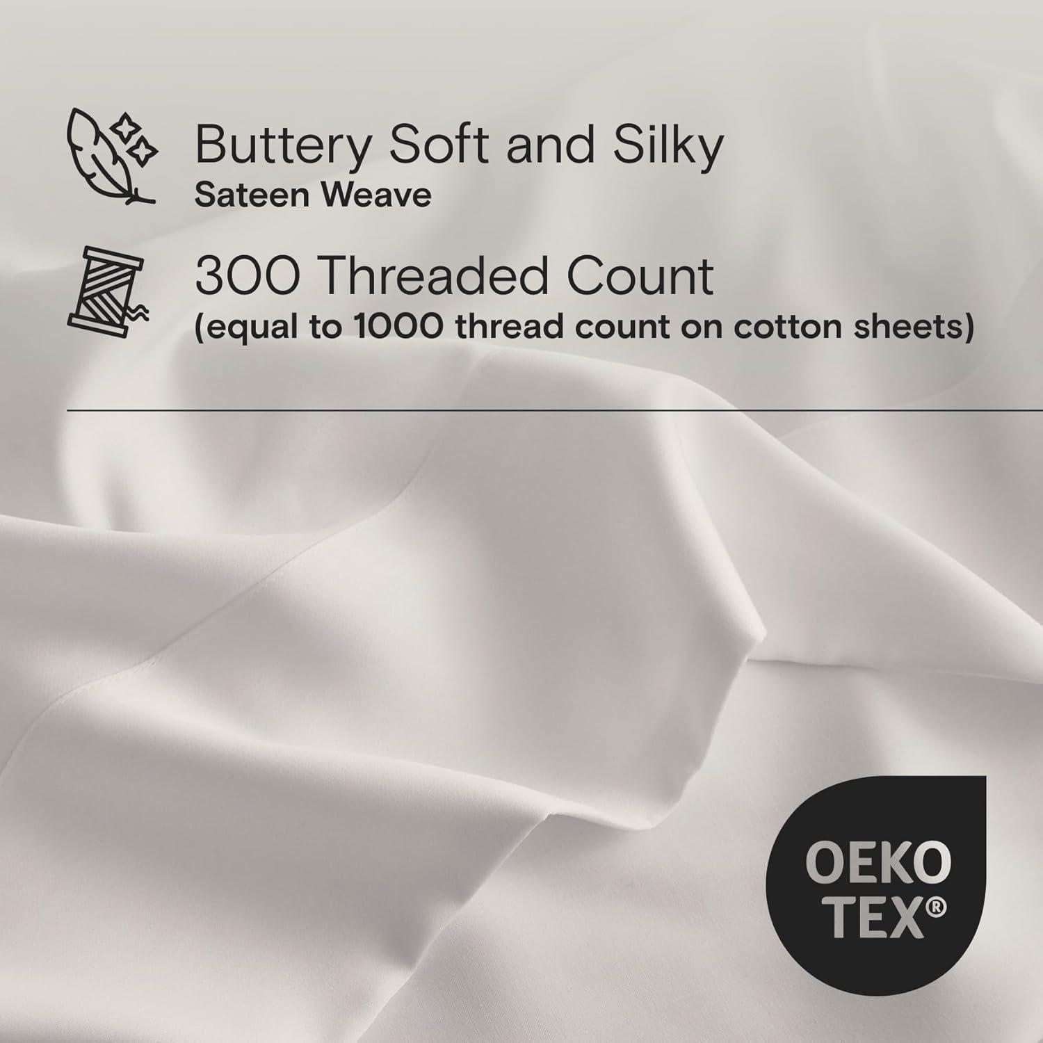 DOZ Bamboo Viscose Sheet Set, Organically Grown Bamboo, Buttery Soft, Cooling, High GSM, Deep Pockets