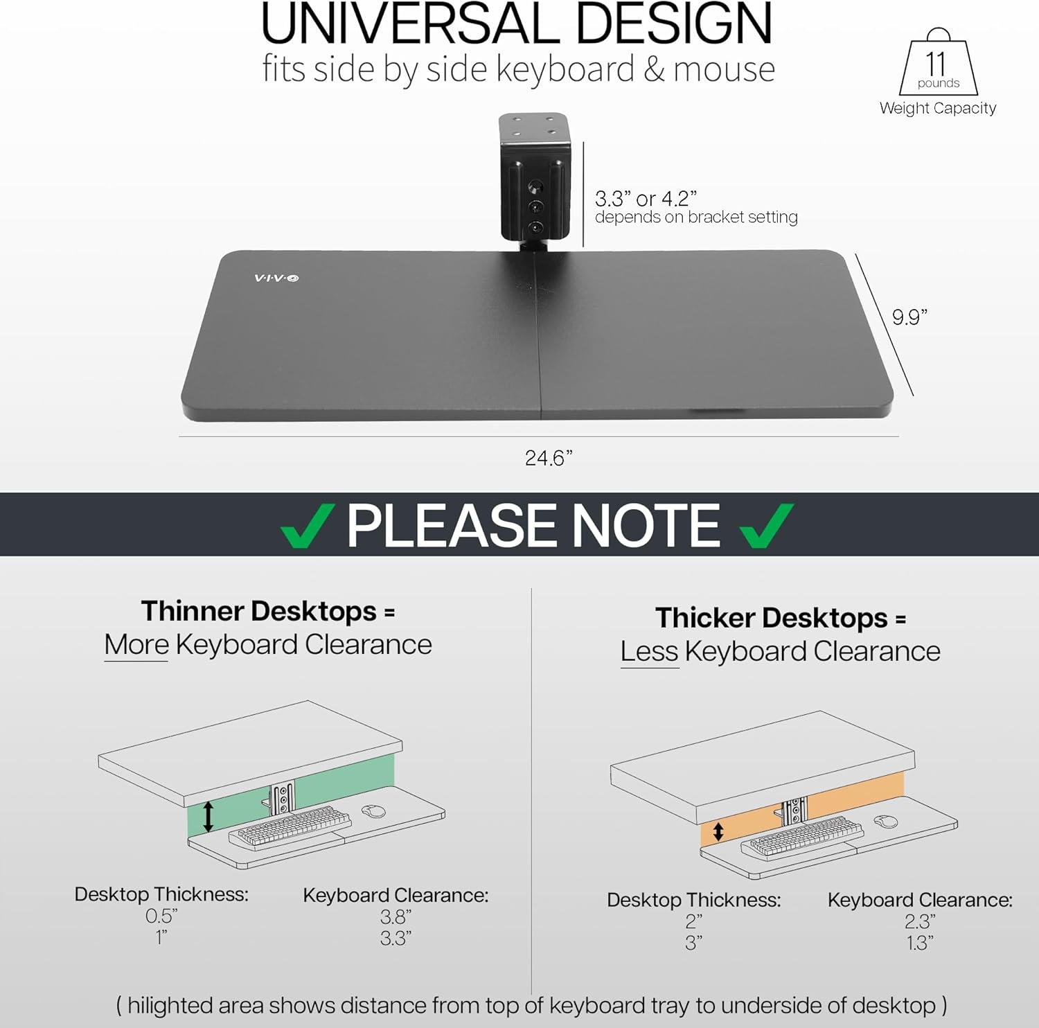 Black Adjustable Under Desk Rotating Keyboard and Mouse Tray