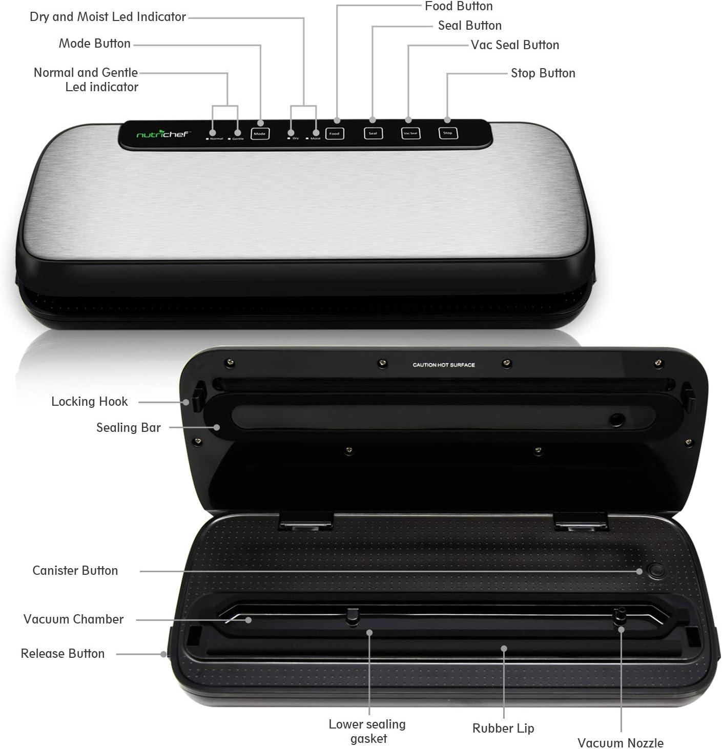 Automatic Vacuum Sealer for Food Storage with Stainless Steel Housing, Easy Operation, + Freshness Preservation