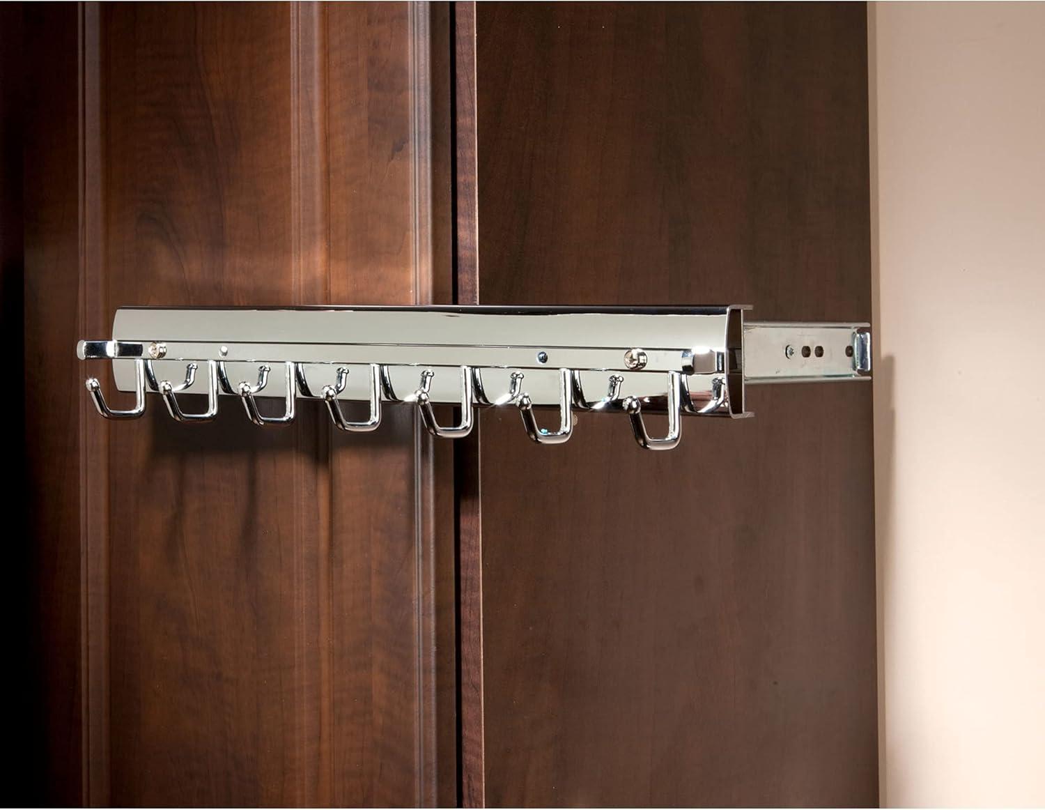 14-Inch Chrome Swivel Belt and Tie Organizer Rack