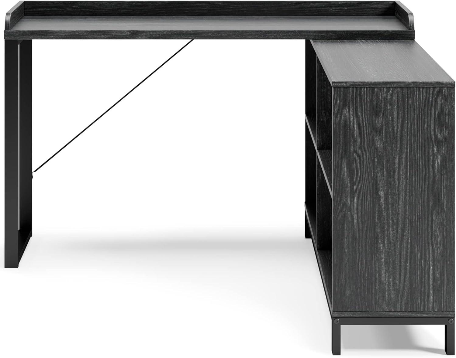 Black Wood Corner Home Office Desk with USB Port