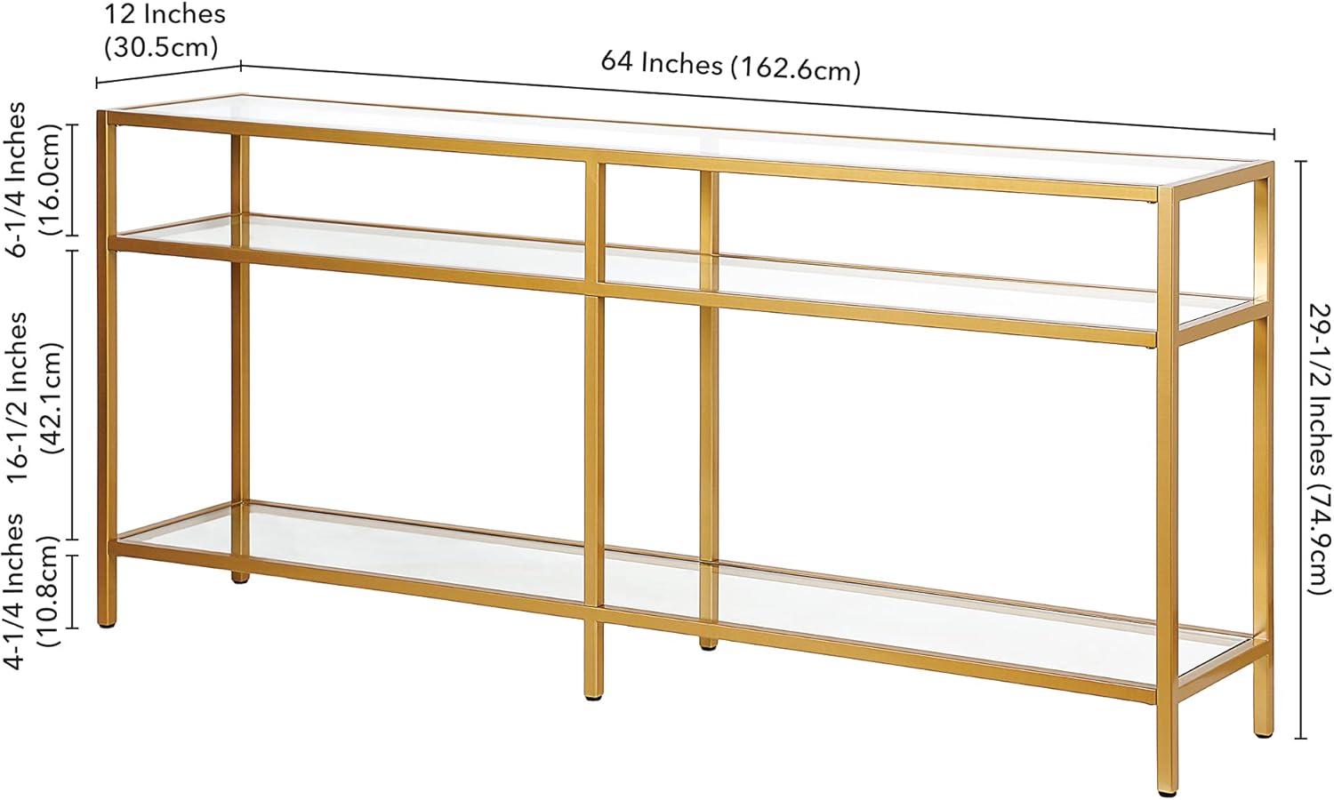 Evelyn&Zoe Sivil 64" Wide Rectangular Console Table, Brass